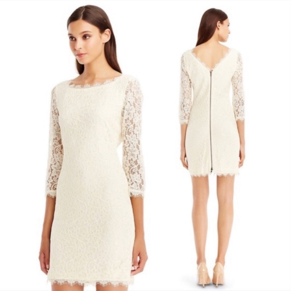 Diane Von Furstenburg Ivory Lace Zarita Dress 6